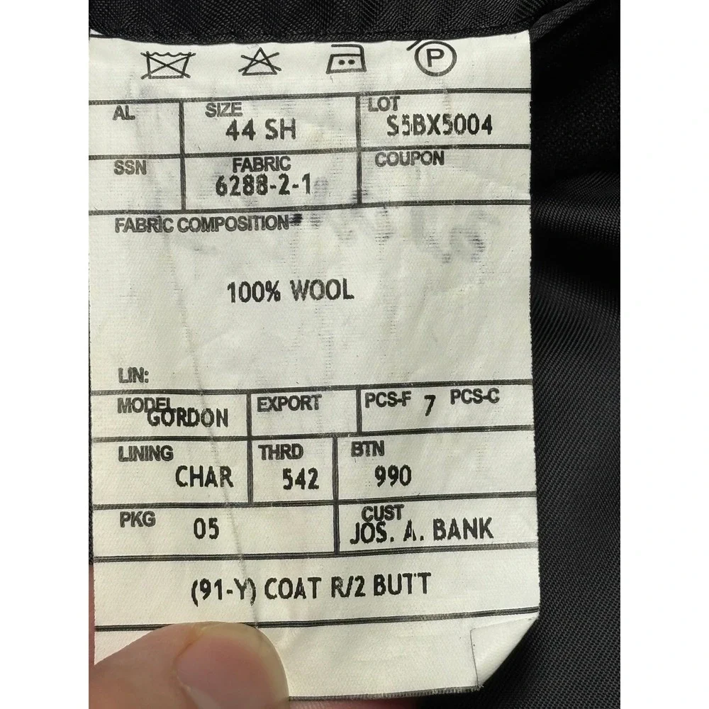 Jos. A. Bank Signature Collection Mens Wool Pinstripe Suit 44SH W42xL28 Charcoal